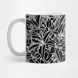 Black and White Lily Flowers Line Drawing Mug